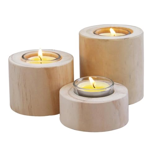 ERINGOGO 3Stücke Holz Kerzenhalter Teiliges Design für Stumpenkerzen für Tischdeko Wohnzimmer und Romantische Anlässe Schützt Möbel vor Kerzenwachs ERINGOGO 3Stücke Holz Kerzenhalter Teiliges Design für Stumpenkerzen für Tischdeko Wohnzimmer und Romantische Anlässe Schützt Möbel vor Kerzenwachs von ERINGOGO