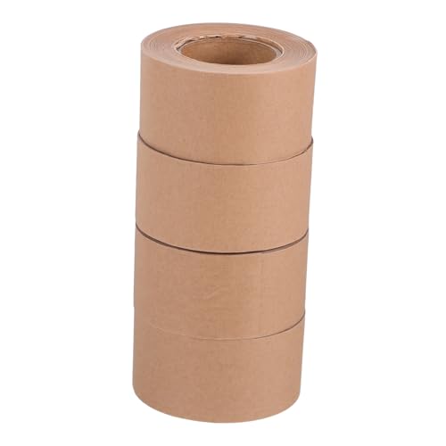 ERINGOGO 4 Rollen Wasseraktiviertes Paketklebeband Beschreibbares Verstärktes Kraftpapier Klebeband Starke Haftung Temperaturbeständig für Versandkartons und Umzugspakete von ERINGOGO