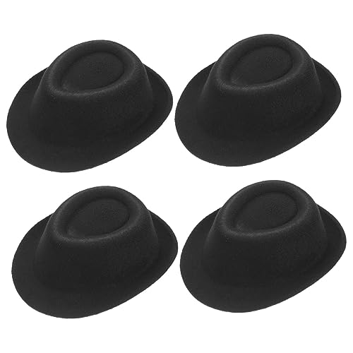 ERINGOGO 4 Stück Mini-Jazzhut Kuh dekorativer Hutkopfschmuck Kleiner Hutkopfschmuck Schwarz dekorative Hüte Miniaturhut Minipuppenhüte zum Basteln Puppenhut- Stoff von ERINGOGO
