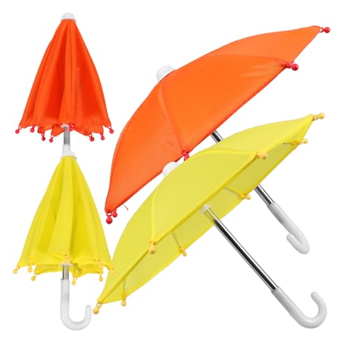 ERINGOGO 4 Stück Mini-Puppenschirm mini Regenschirm Puppenregenschirm Dekoration für Puppenhaus Puppenzubehör Regenschirm Puppenständer Karikatur Puppendekorationen Miniaturschirm Polyester von ERINGOGO