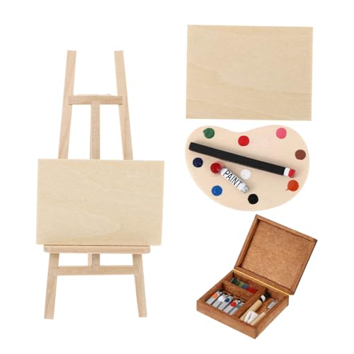 ERINGOGO 4 Stück Miniatur Holz Staffelei Malset Teilig mit Öl und Aquarellpalette Puppenhaus Möbel Dekoration Leichtes Detailreiches Miniatur Künstler Zubehör für Kreative ERINGOGO 4 Stück Miniatur Holz Staffelei Malset Teilig mit Öl und Aquarellpalette Puppenhaus Möbel Dekoration Leichtes Detailreiches Miniatur Künstler Zubehör für Kreative von ERINGOGO