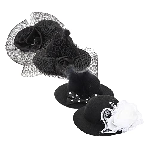 ERINGOGO 4 Stück Puppe verkleiden Hut Partyhut Mini-Tea-Party-Hüte für Damen roter Hut Puppenhut-Bastelset Puppenhut-Party Teeparty-Hüte zum Selbermachen für Mini-Miniatur-Hut Stoff von ERINGOGO