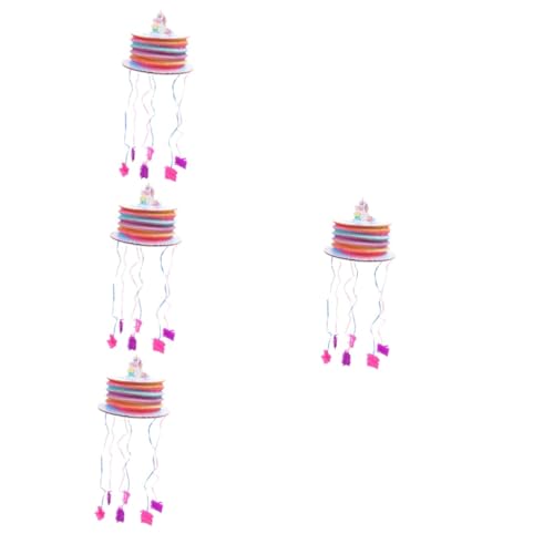 ERINGOGO 4 Stück Schnur Kleine Kuchen-Piñatas Spielzeug Plüschtiere Mini-Laterne Party-Laternen-Pinata Geburtstag Laterne Pinata Füllung schmücken Papierlaterne Requisiten Kind Draht ziehen von ERINGOGO