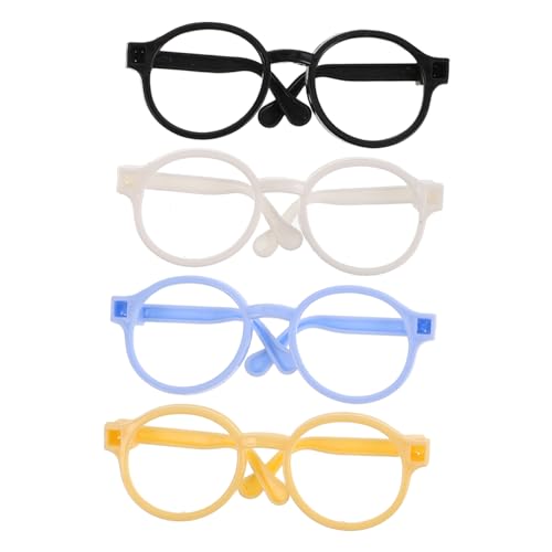 ERINGOGO 4 Stück Spielzeugzubehör Puppe Verkleiden Zubehör Puppe Winzige Brillen Brille Brille Für Puppe Mini-Brille Zum Anziehen Der Puppe Zubehör Für Babypuppen Plastik von ERINGOGO