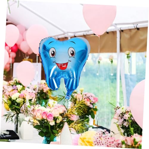 ERINGOGO 4 Stück Teiliges Aluminiumfolie Ballons Zahnförmige Party Deko Leicht Aufblasbar für Geburtstagsfeier Shower Lustige Zahnmotiv Dekoration für Abschlussfeier von ERINGOGO