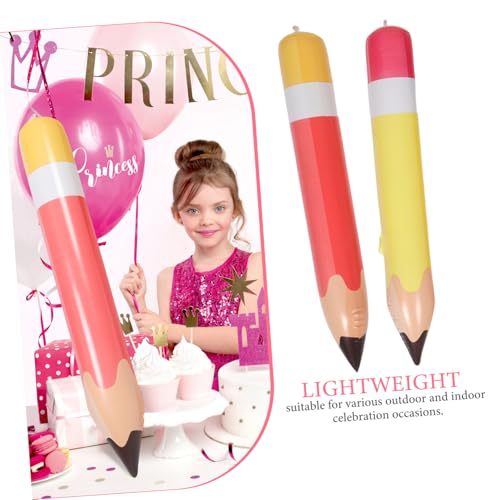 ERINGOGO 4 Stück Teiliges Aufblasbare Riesenbleistifte Realistische PVC Ballons Dekoration für Schulanfang Abschlussfeier und Klassenraum Leicht Einfach Aufzublasen Party-deko für Events von ERINGOGO