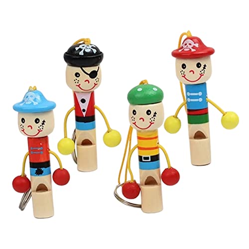 ERINGOGO 4 Stück Teiliges Holzpfeifen Piratenflöte Bunte Sichere Holzpfeifen für Kleinkinder Geburtstagsgeschenk Musikalisches Lernspielzeug Fördert Musikalität und Spaß von ERINGOGO