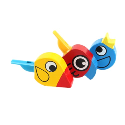 ERINGOGO 4 Stück Teiliges Holzpfeifen Vogel Form Kreative Kinderspielzeuge Pädagogische Holzpfeifen für Mädchen Bunte Party Festspielzeuge zur Hörentwicklung und Zufällige Zufällige Farbe von ERINGOGO