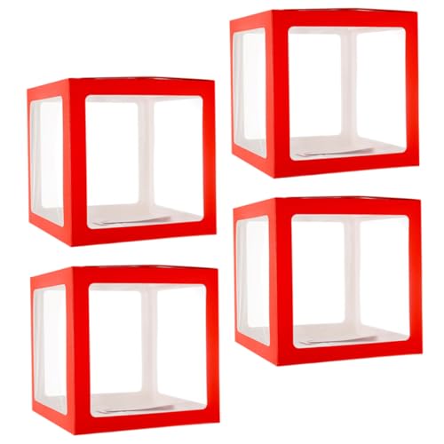 ERINGOGO 4 Stück Teiliges Transparente Party Ballonboxen Quadratisch Leichte Papierdeko für Geburtstag Hochzeit Babyparty Vielseitige Geschenk Fotorequisiten für Festliche Anlässe von ERINGOGO