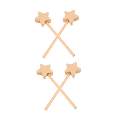 ERINGOGO 4 Stück Teiliges Unbemalter Holz Feenstäbe in Sternform DIY Kreativset für Rollenspiele Freizeitspaß Bühnenauftritte und Partydekoration von ERINGOGO