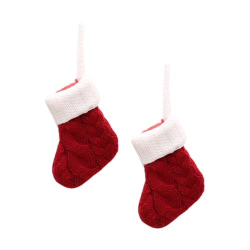 ERINGOGO 4 Stück Teiliges Weihnachtsstrümpfe aus Hochwertigem Strickstoff Besteckhalter für Gabel und Löffel Dekorative Tischdeko Weihnachten zum Aufhängen an Baum Tür Fenster Festliche von ERINGOGO