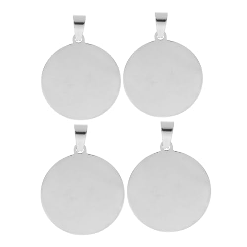 ERINGOGO 4 Stück Tierschild Aus Edelstahl Haustier Flache, Runde Anhänger Aus Edelstahl Runder Anhänger Gravierbarer Metallanhänger Blanko-tag-anhänger Stanzen Rostfreier Stahl Silver von ERINGOGO
