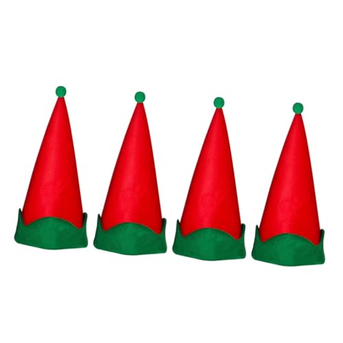 ERINGOGO 4 Stück Weihnachtliche Elfen Spitzhüte Rot Leicht Bequem Festliche Kopfbedeckung für Weihnachtsfeiern Partys Foto Requisiten für Familie und Freunde von ERINGOGO