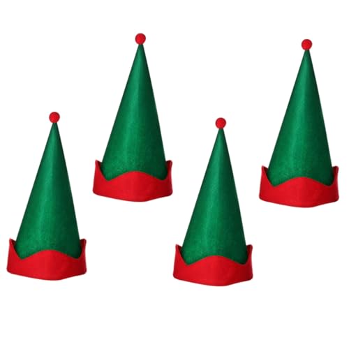 ERINGOGO 4 Stück Weihnachtliche Elfen Spitzhüte Teiliges Grün Leichtes Party Kostümzubehör für Weihnachtsfeier Bequem und Festlich als für Festliche Anlässe von ERINGOGO