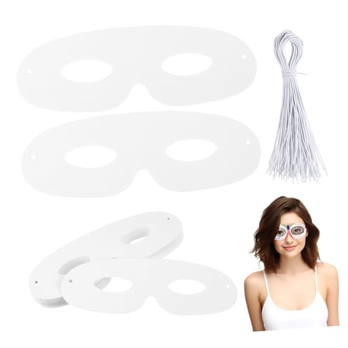ERINGOGO 40 Sätze Weiße Papiermasken zum Bemalen DIY Bastelset für Karneval Halloween Cosplay Leichte Blanko Gesichtsmasken aus Papier für Partys und Kreative Dekoration von ERINGOGO
