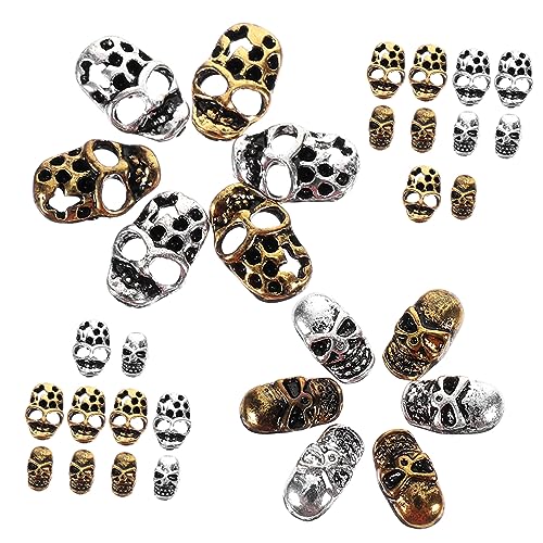 ERINGOGO 40Stücke Charms Vintage Skull Nail Art Dekorationen für Maniküre Halloween DIY Nagelkunst Zubehör Verschiedene Designs für Gestaltung von ERINGOGO