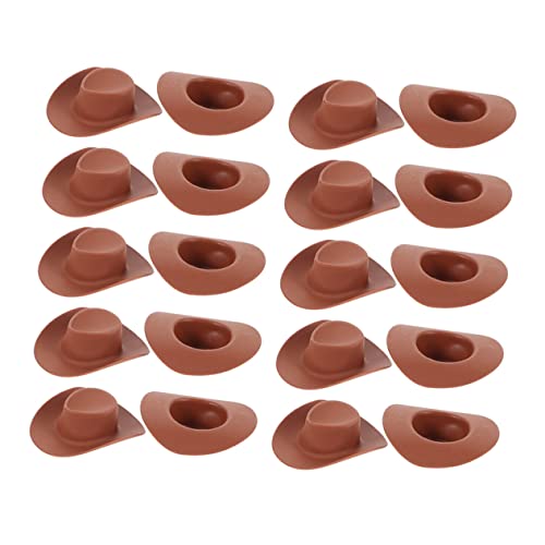 ERINGOGO 40Stücke Cowboy Hut Braune Puppenhüte für DIY Deko und Miniaturhäuser für Kreative Bastelprojekte und Puppenaccessoires von ERINGOGO