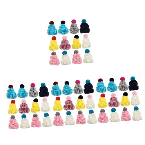 ERINGOGO 48 STK Mini-Hut weihnachtsdeko kreativität schöne Miniaturhüte austauschbare Bastelhüte Kappen Kawaii Puppenhüte zarte Puppenhüte Multifunktion Kleiner Hut Garn Strickmütze von ERINGOGO
