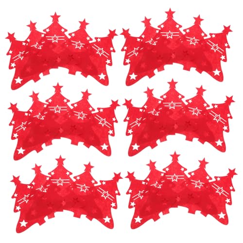 ERINGOGO 48 Stück Teiliges Weihnachtsbaumform aus Rotem Filz Praktische Besteckbeutel für Festtagsessen Organisiert Gabeln und Löffel für Große Weihnachtsfeiern und Tischdekoration von ERINGOGO