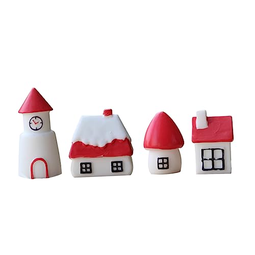 ERINGOGO 4Stücke Teiliges Miniaturverzierung Dekorative Mini Hausmodelle Winter Schlossornamente Miniatur Deko Für Weihnachten Winterlandschaft Hausschmuck Für Tischdeko von ERINGOGO