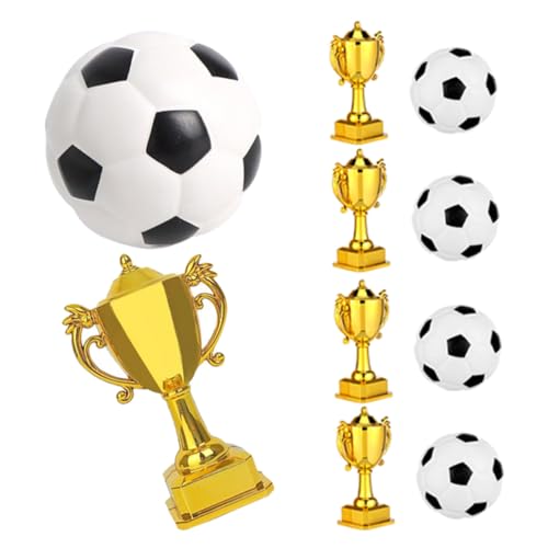ERINGOGO 5 Sätze Mini Fußball Pokale aus Stabilem Kunststoff Goldene Kleine Trophäen für Deko Sportliche Party Highlights für Kindergeburtstag und Fußballfans von ERINGOGO