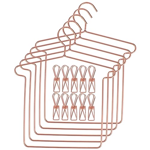 ERINGOGO 5 Sätze Puppenaufhänger Kleidung Klein Winzig Mini Rock Zinn Kind Clip Gestell Kleiderbügel Kleiderständer 18 Puppenzubehör Puppe Steht Für 18-Zoll-Puppen Rose Gold Eisen von ERINGOGO