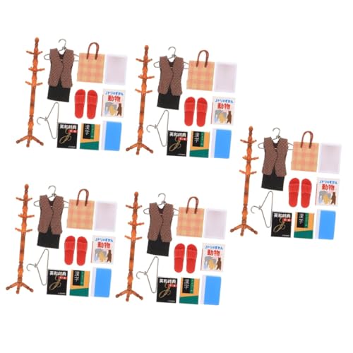 ERINGOGO 5 Sätze Simulierte Garderobe Puppenregal und Kleiderbügel Puppenaufhänger und Gestell puppenhäuser minibügelleisen Kleiderbügel für Puppen Mini-Kleiderbügel Kleidung Zubehör Möbel von ERINGOGO
