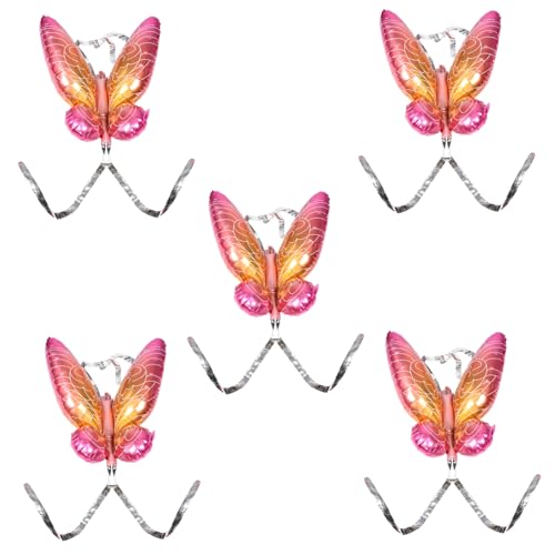 ERINGOGO 5 Stück Flügel Ballon Schmetterlings-Gastgeschenke Ballon Mittelstücke Kinderschmetterling schmetterling hochzeitsdekorationen feenhafte Luftballons Aluminiumfolie Rosa von ERINGOGO