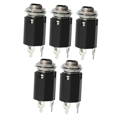 ERINGOGO 5 Stück Gitarren buchse Buchse passende gitarre Schlüssel Jack Gitarrenbuchsen Steckdose für E-Gitarre Patch steckdosen Metallhöhle E-Gitarren-Buchsen Gitarrenteile Plastik Black von ERINGOGO