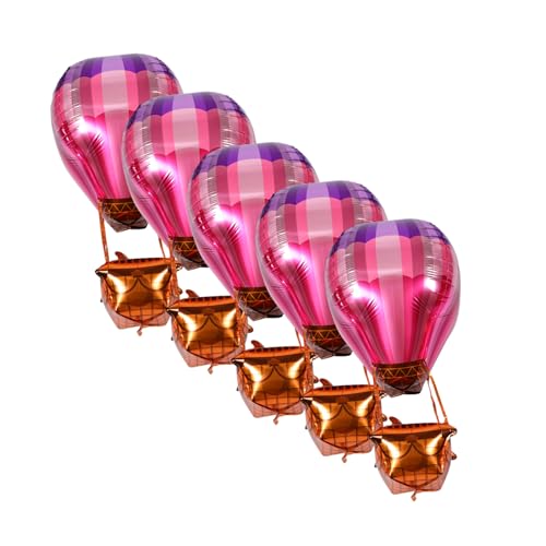 ERINGOGO 5 Stück Heißluftballon Folienballons aus Langlebigem Aluminium für Shower Hochzeit und Jubiläumsfeiern Detailreich Gestaltete Schwebende Tischdekoration Rosa von ERINGOGO