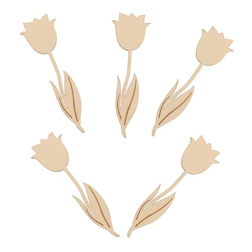 ERINGOGO 5 Stück Hölzer Chipmalerei DIY-Graffiti-Scheiben Kunsthandwerk aus Holz Holzmalerei, Massenhandwerk unfertige Holzspäne Holz Blume hölzern Beige von ERINGOGO