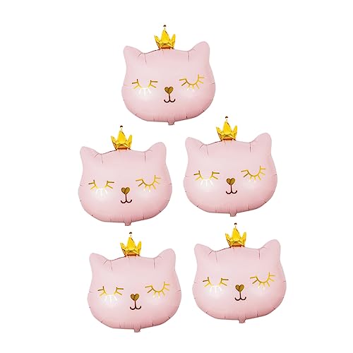 ERINGOGO 5 Stück Kronen Katzenballon Kätzchen Blau Hochzeitsdeko Schwarz Und Luftballons Katzentier Folienballons Rosa Katzenballons Pfotendekorationen Chat Rosa von ERINGOGO
