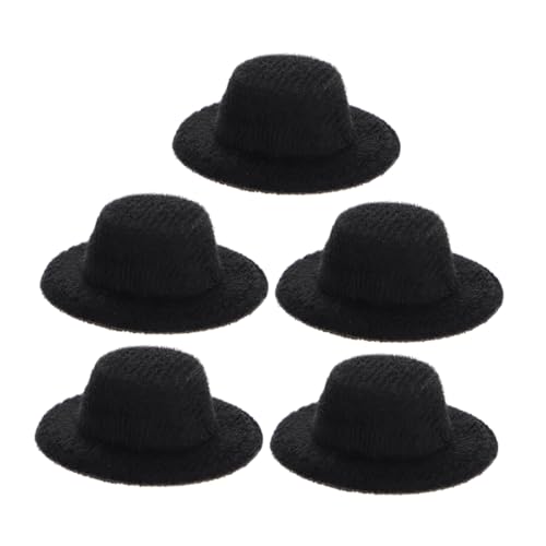 ERINGOGO 5 Stück Mini-Jazzhut Miniatur-Puppenhüte klein Nachahmung Mini-Puppenmütze Mini -Formale Hüte Mini-Bowlerhut Hüte Miniatur dekorative Miniaturhüte winziger Hut Stoff Schwarz von ERINGOGO