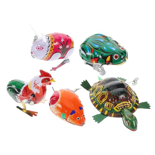 ERINGOGO 5 Stück Nostalgische Teilig Aufziehspielzeug Retro Blechspielzeug mit Springend Laufend Kinderfreundlich Glatte Kanten Party Mitgebsel Zufälliger Stil von ERINGOGO