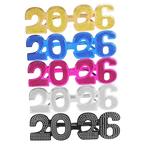 ERINGOGO 5 Stück Teiliges Glitzer Partybrillen aus Robustem Pc-material Leicht Stilvoll als Silvester Abschlussfeier-accessoire Bunte Zahlenbrillen für Fotoaktionen und Partygeschenke ERINGOGO 5 Stück Teiliges Glitzer Partybrillen aus Robustem Pc-material Leicht Stilvoll als Silvester Abschlussfeier-accessoire Bunte Zahlenbrillen für Fotoaktionen und Partygeschenke von ERINGOGO