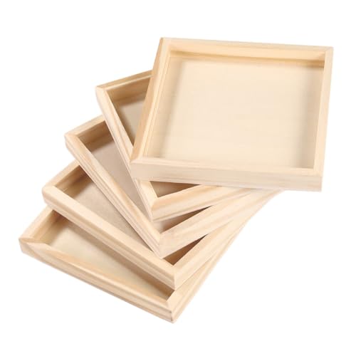 ERINGOGO 5 Stück Teiliges Holztablett aus Unbehandeltem Holz Puzzle Organizer für Ordentliche Aufbewahrung und Kreatives Basteln von ERINGOGO