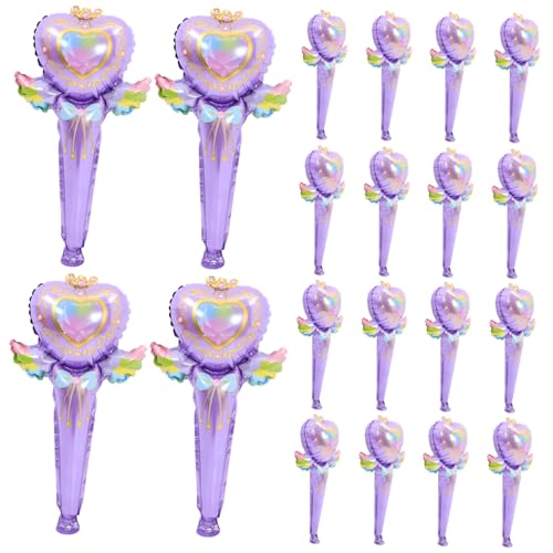 ERINGOGO 50 Stück Feenstabballon Stöcke Party geformt Willkommen Glücklich metallisch Ballongas luftballons Aufblasbare Folienballons Geburtstagsballons aus Folie Aluminiumfolie Violett von ERINGOGO
