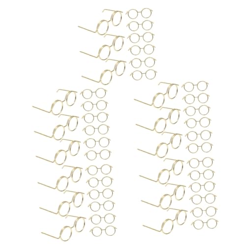 ERINGOGO 50 Stück Metallbrille Miniaturgläser klein kindertagsgeschenke geschenke kindertag bastelset kostüme für Brille für Puppe Puppen-Anzieh-Requisiten eine Brille Krone Hut von ERINGOGO