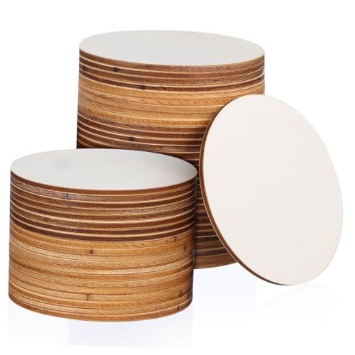 ERINGOGO 50 Stück Naturholzscheiben Unlackiert Blanko Holzplättchen für Bastelarbeiten Diy Projekte Untersetzer und Dekoration Bastelideen Handwerk mit Holz von ERINGOGO