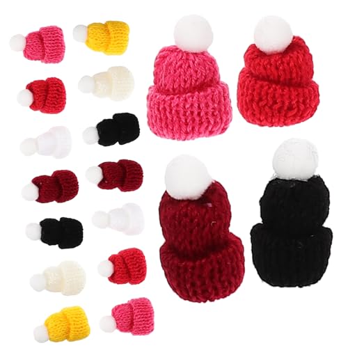 ERINGOGO 50 Stück Teiliges Bunte Mini Strickmützen aus Hautfreundlichem Material Dekorative Puppenhüte für DIY Bastelprojekte Weihnachtsmützen für Handwerkskunst und Festliche Dekorationen von ERINGOGO