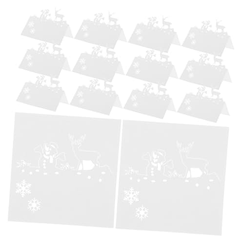 ERINGOGO 50 Stück Teiliges Weihnachts Sitzkarten mit Schneemann und Rentier Motiv Papier Tischkarten mit Beschreibbarer Oberfläche für Hochzeit Winterparty Festliche Tischdekoration von ERINGOGO
