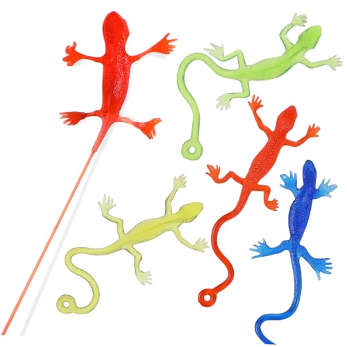 ERINGOGO 5stücke Klebrige Eidechsen Spielzeug Stretchy Lizard Figuren Für Partytüten Geburtstag Mitgebsel Lustige Squishy Spielzeuge Weiches TPR Material Für Feste von ERINGOGO