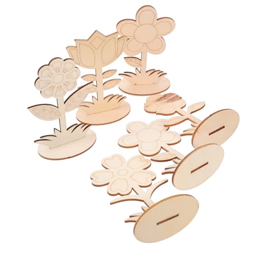 ERINGOGO 6 Stück Blumenschmuck frühe Bildungsmaterialien Party rustikal Blumenausschnitte dekorativ leere Ausschnitte DIY Holzblume zum Basteln Blumen Handwerk Tischzentrum hölzern von ERINGOGO