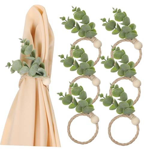 ERINGOGO 6 Stück Boho aus Juteseil mit Grünem Pflanzen Design Kreative Tischdekoration für Hochzeiten Frühlingsfeste Gemütliche Familienessen von ERINGOGO