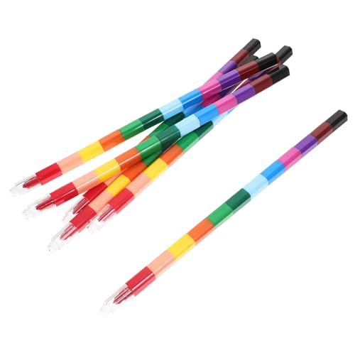 ERINGOGO 6 Stück Buntstaberschreibmal wachsmalstifte Buntstift Partybevorzugung Buntstifte für Vorschulkinder Buntstift-Partyzubehör Tragbarer Wachsstift stapelbarer Wachsstift Paraffin von ERINGOGO
