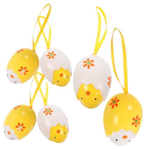 ERINGOGO 6 Stück Eierschalen-Küken-Anhänger Dekoration Party easter egg decoration ostern Ei Verzierung zu ostern festliche Einrichtung Osterei- Plastik Yellow von ERINGOGO