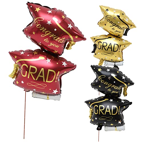 ERINGOGO 6 Stück Graduation Ballons Aluminium Folienballons mit Abschlussmütze Dekorative Luftballons für Abschlussfeiern Gold Rot und Schwarz für Party Deko und Erinnerungen ERINGOGO 6 Stück Graduation Ballons Aluminium Folienballons mit Abschlussmütze Dekorative Luftballons für Abschlussfeiern Gold Rot und Schwarz für Party Deko und Erinnerungen von ERINGOGO