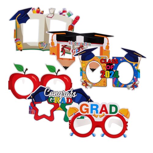 ERINGOGO 6 Stück Papiergläser rahmen glückwunsch grad brille Partybrillen aus Papier Graduationsparty Gefälligkeiten Foto-Requisiten für die Abschlusssaison Prop-Brille aus Papier von ERINGOGO