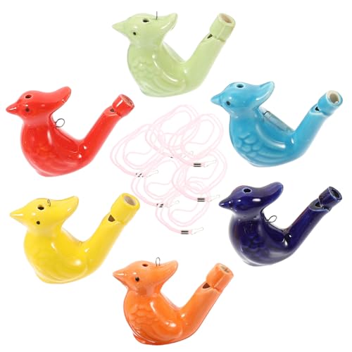 ERINGOGO 6 Stück Teiliges Bunte Keramische Wasser Vogelpfeifen für Frühes Lernspielzeug Sicher und Umweltfreundlich mit Praktischem Seil als Geburtstags und Zufällige Farbe Zufällige Farbe von ERINGOGO