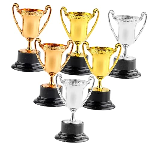 ERINGOGO 6 Stück Teiliges Kleine Plastiktrophäen Gold Silber Bronze Leichte Gewinnerpokale für Sportveranstaltungen Partys Wettbewerbe Dekorative Auszeichnungen Einfach zu von ERINGOGO